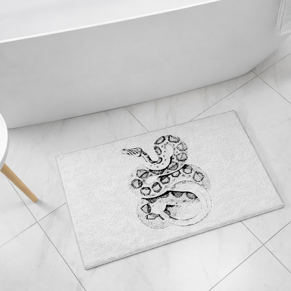 Detailed Vintage Rattlesnake Illustration Bath Mat