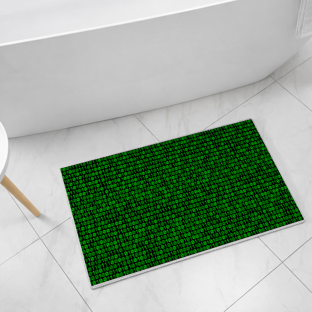 Matrix Style Digital Binary Code Background Bath Mat
