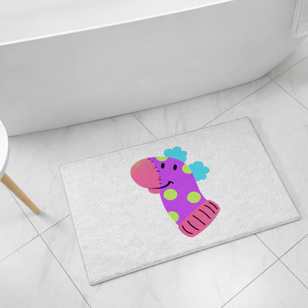Cute Colorful Dinosaur Illustration Bath Mat