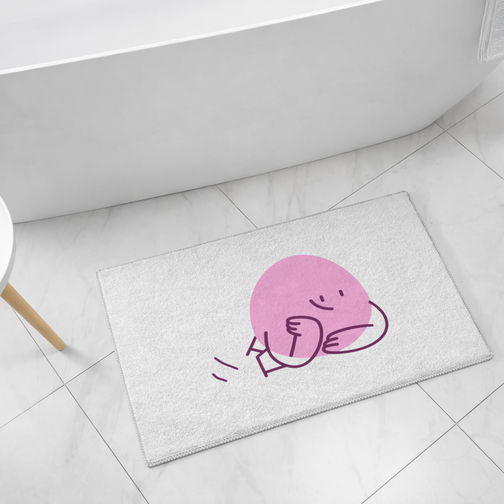 Cute Pink Lying Character Illustration 