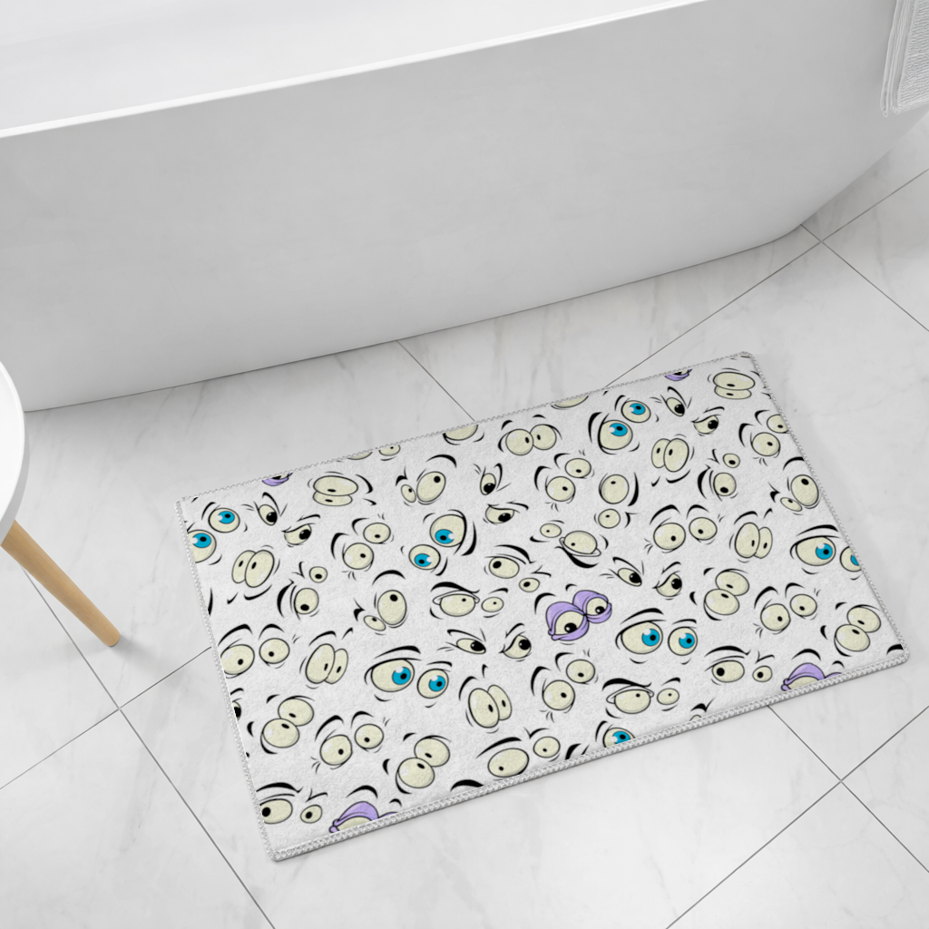 Funny Cartoon Eyes Pattern Bath Mat