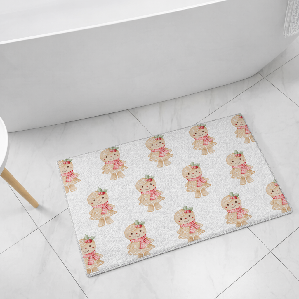 Cute Gingerbread Cookie Character Bath Mat