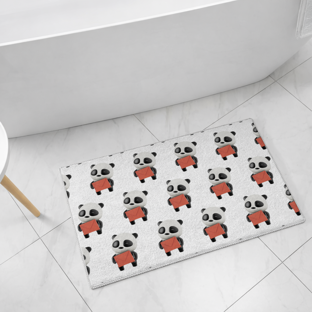 Happy Panda Character Holding Red Envelope Bath Mat