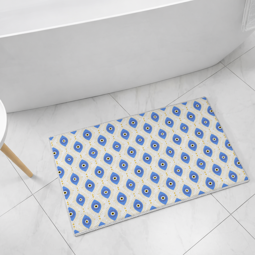 Modern Evil Eye Pattern with Sunburst Rays Bath Mat