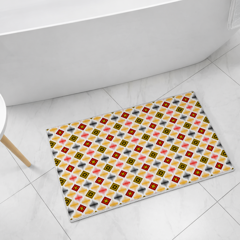 Vibrant Ethnic Geometric Motif Bath Mat