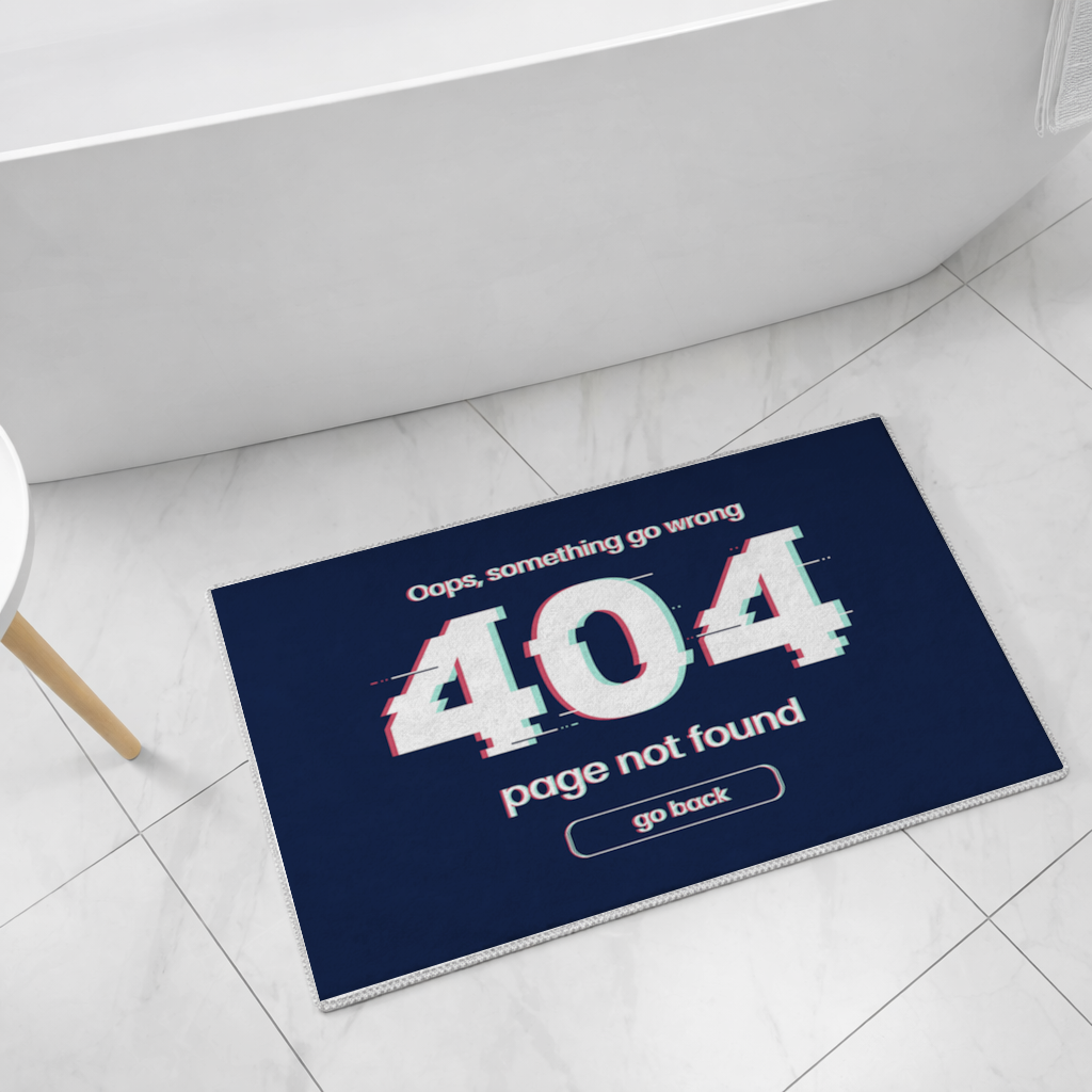 404 Error Glitch Design Bath Mat
