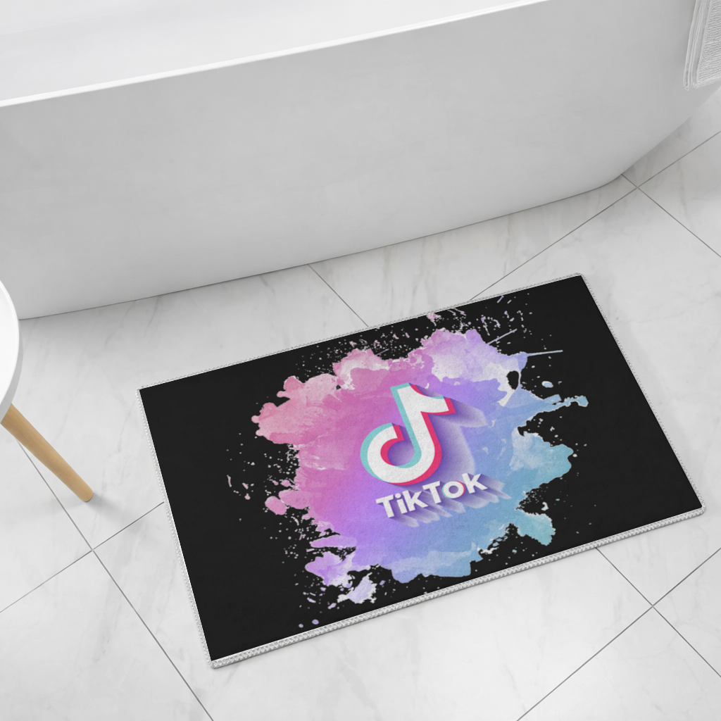 TikTok Logo with Watercolor Effect Bath Mat