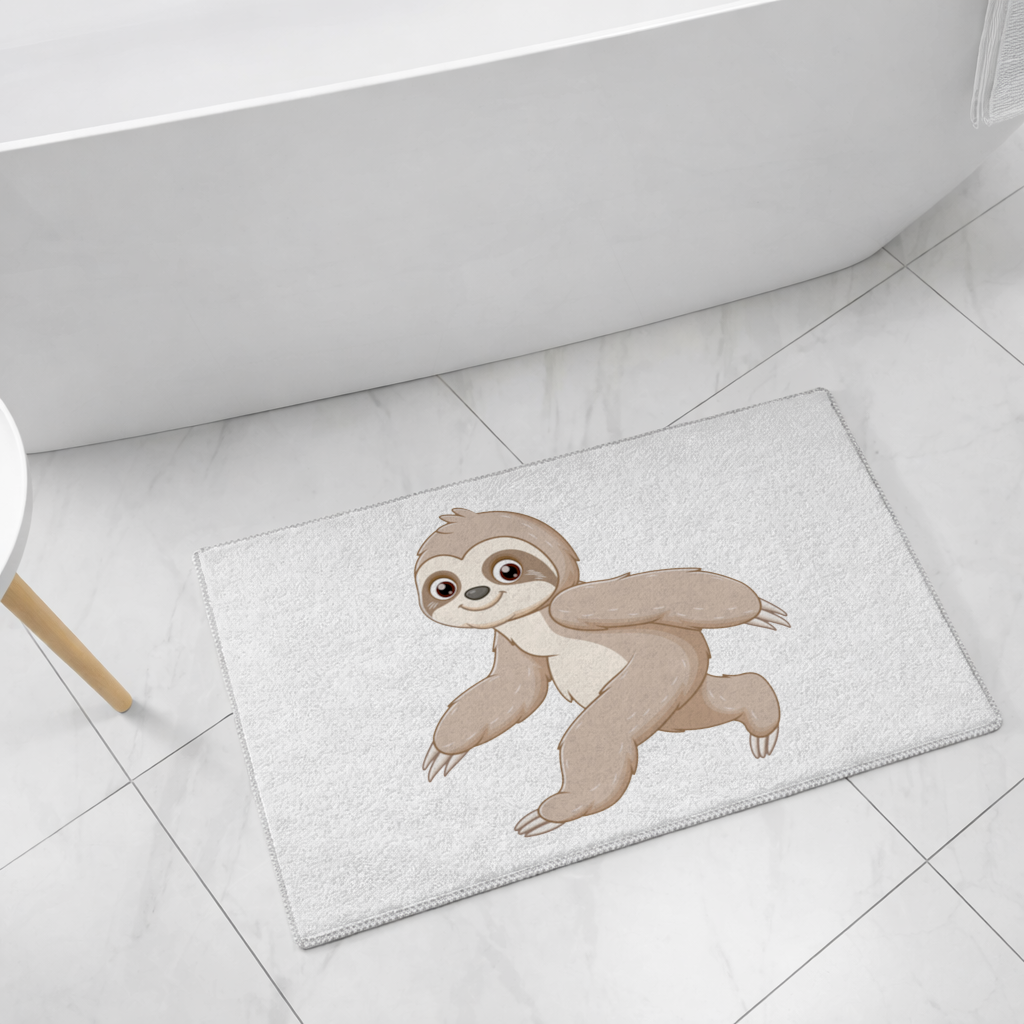 Cute Joyful Walking Sloth Bath Mat