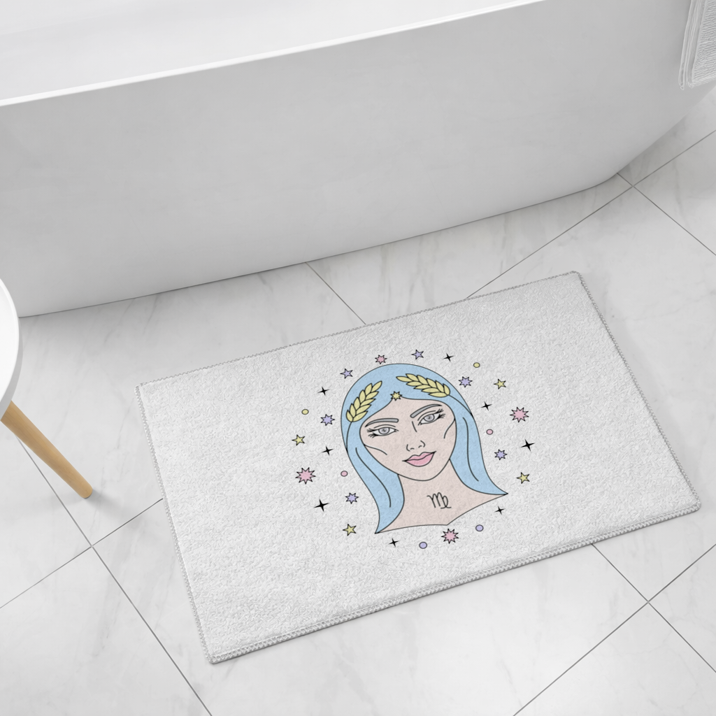 Virgo Zodiac Mystical Woman and Stars Bath Mat
