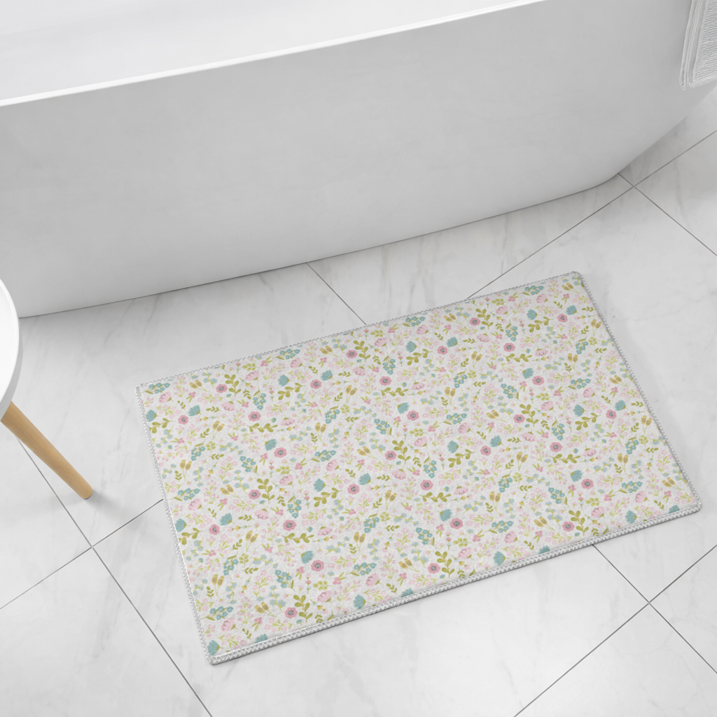 Pastel Spring Floral Bath Mat