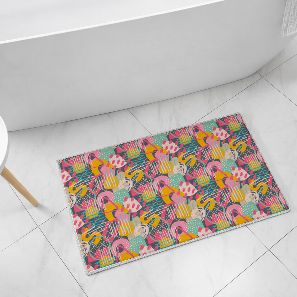 Abstract Geometric Doodle Bath Mat