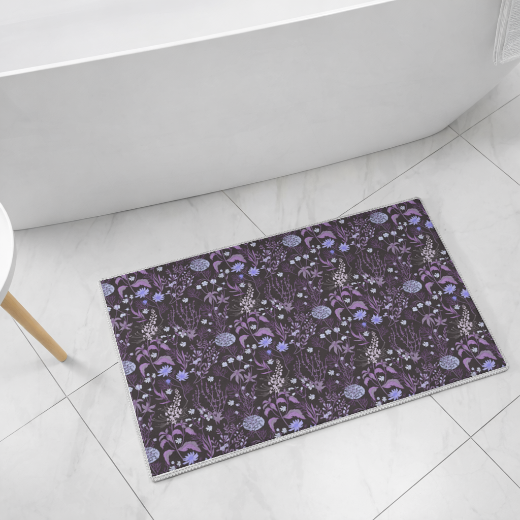 Purple Gothic Botanical Bath Mat