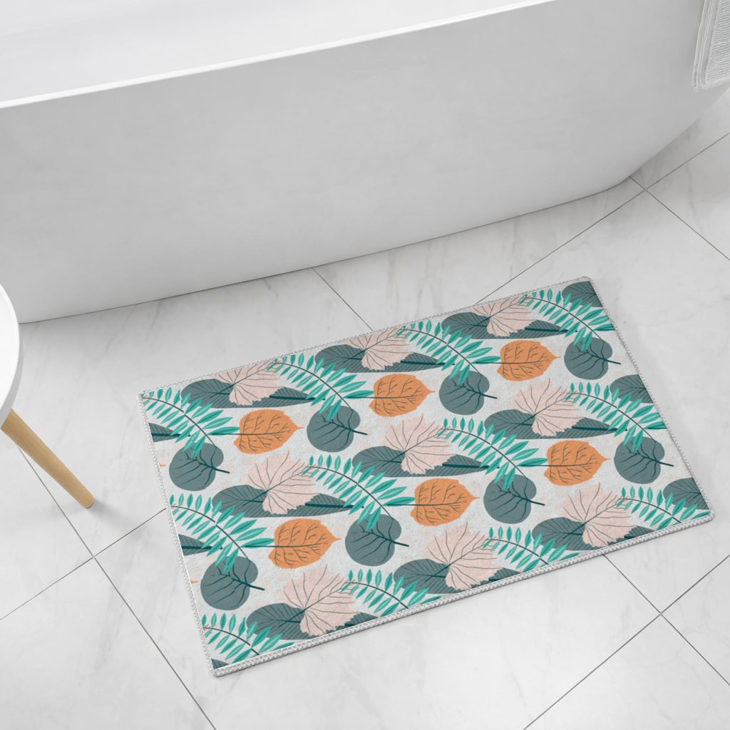 Modern Tropical Leaves Bath Mat