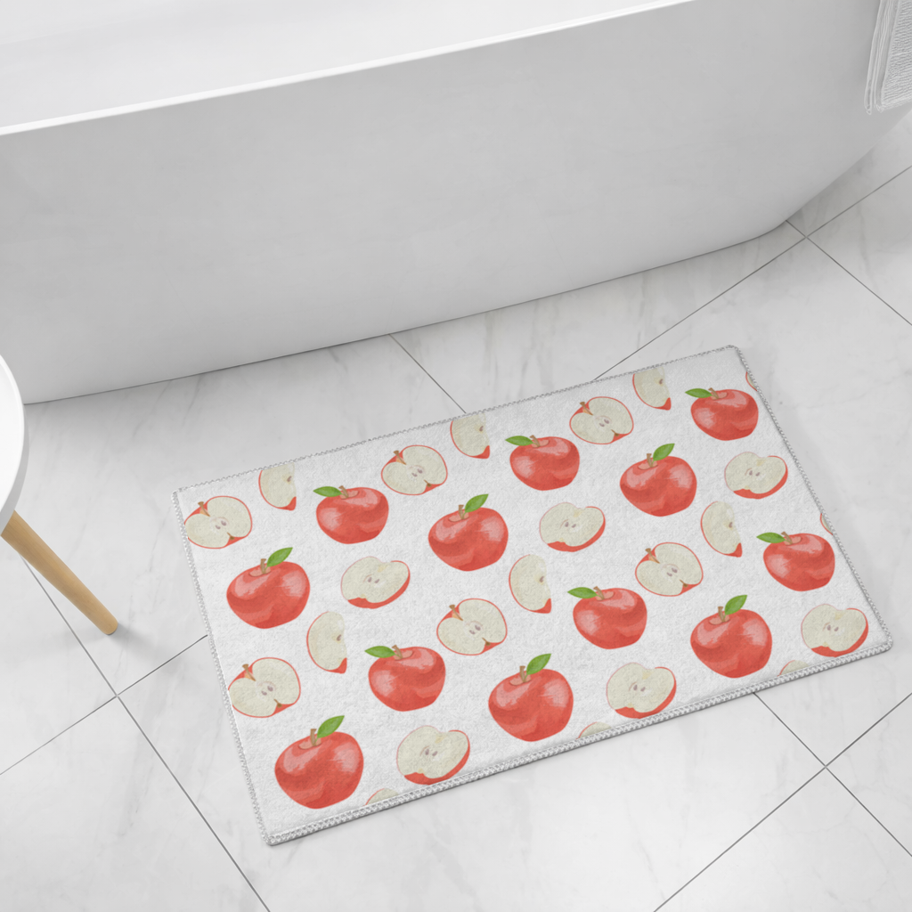 Red Apple Slices Bath Mat