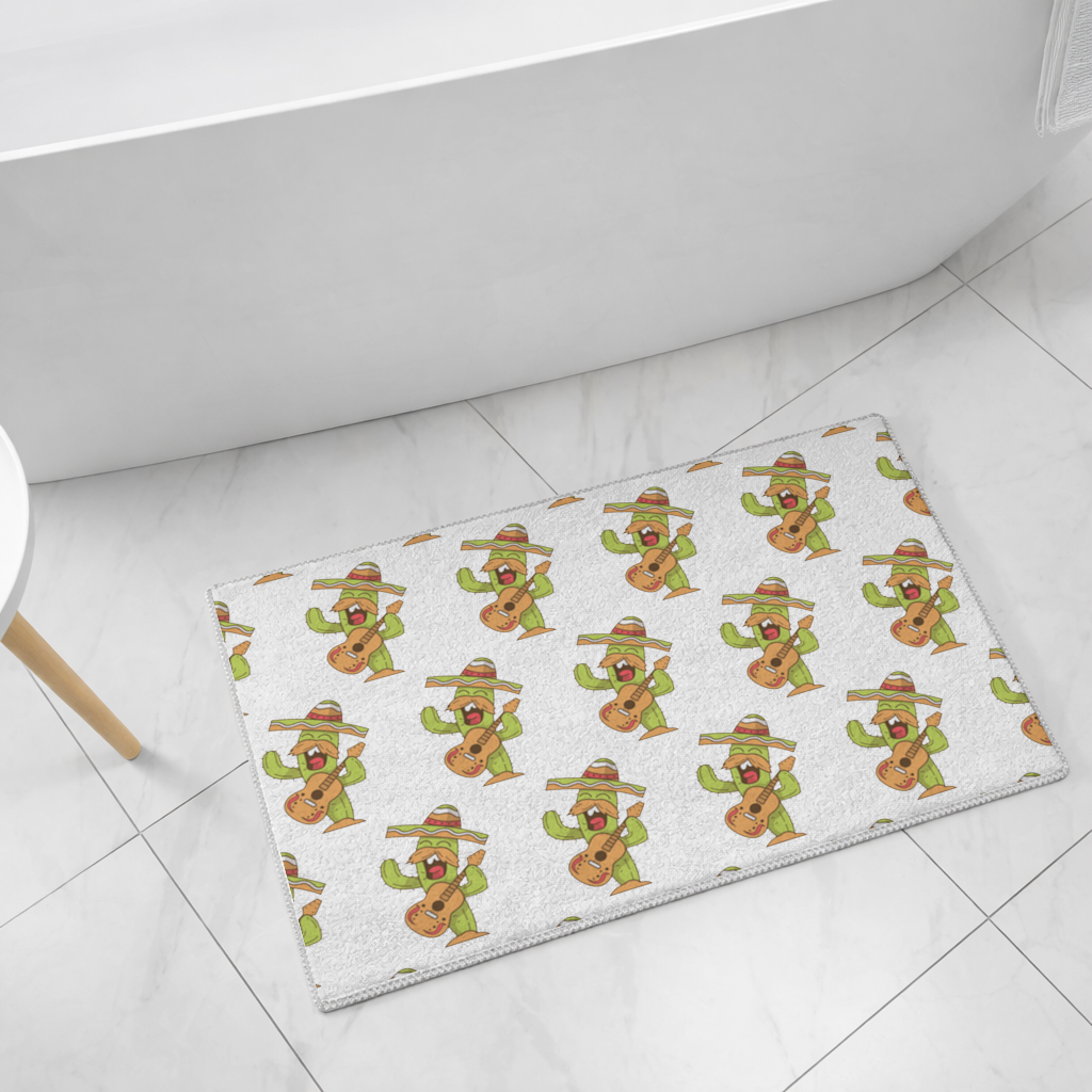 Mariachi Cactus Playing Guitar Bath Mat