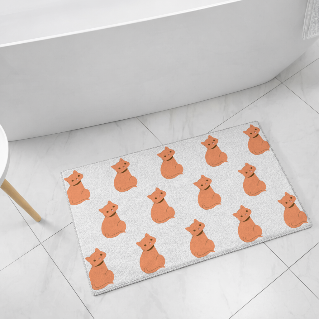 Kawaii Orange Cat Blep Bath Mat
