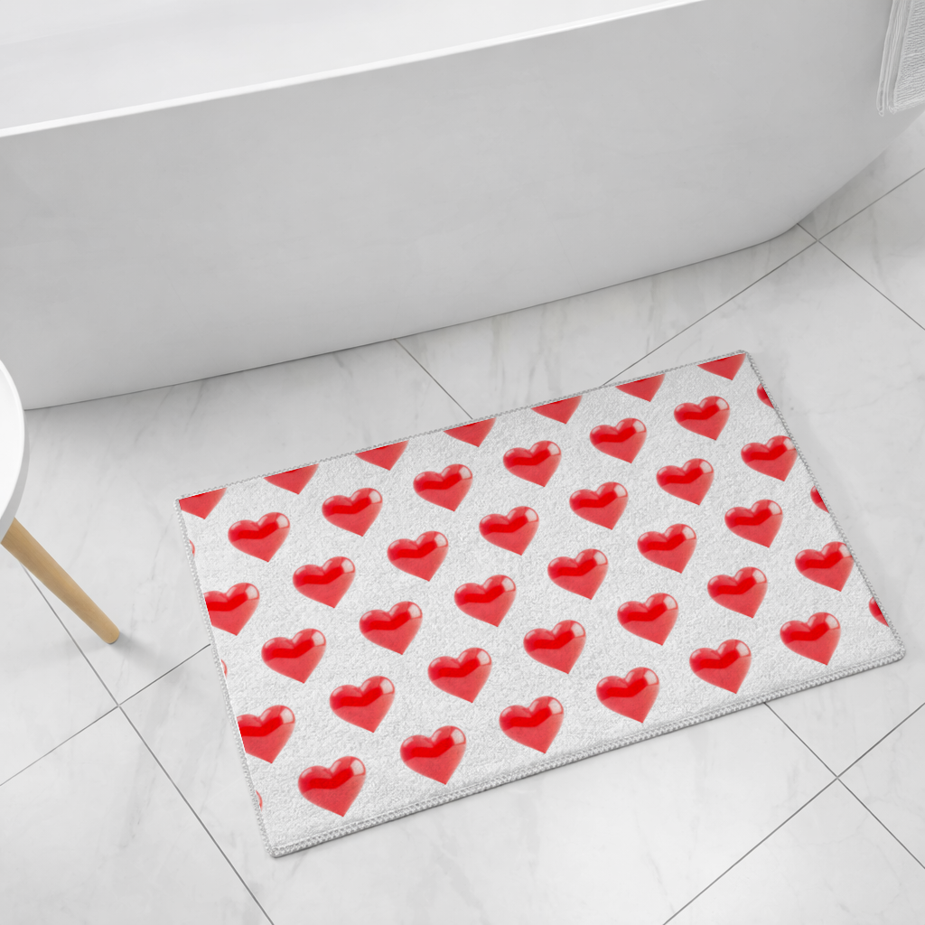 Glossy Red 3D Heart Bath Mat