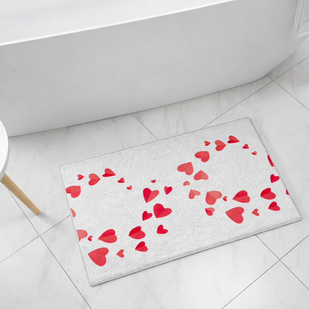Red Hearts Frame Design Bath Mat