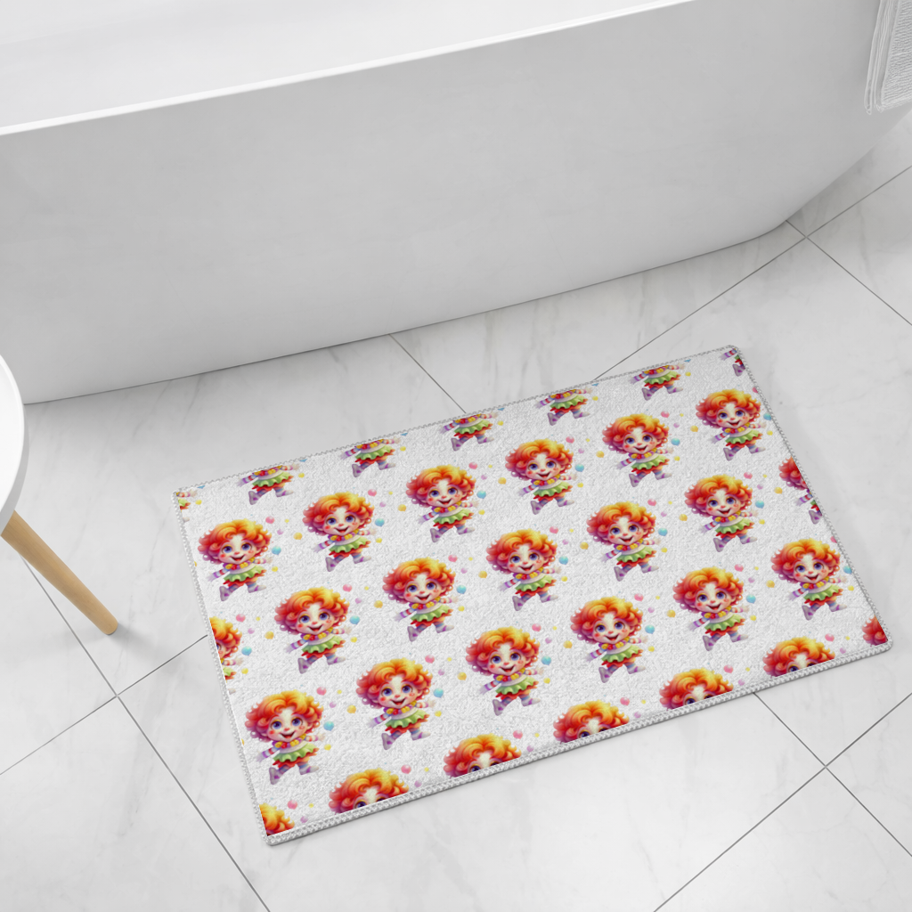Cute Rainbow Hair Happy Clown Bath Mat