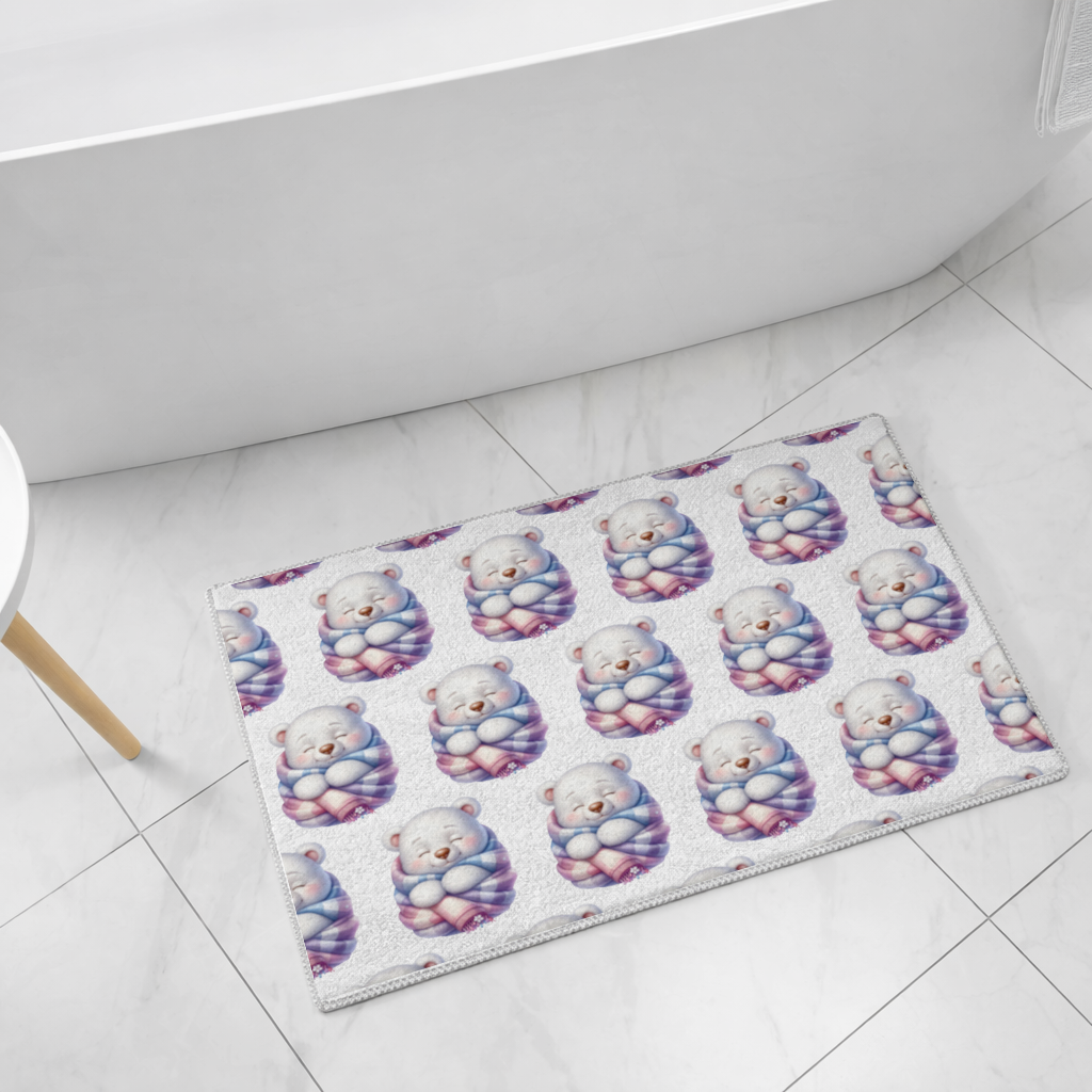 Cozy Sleepy Polar Bear Cub Bath Mat