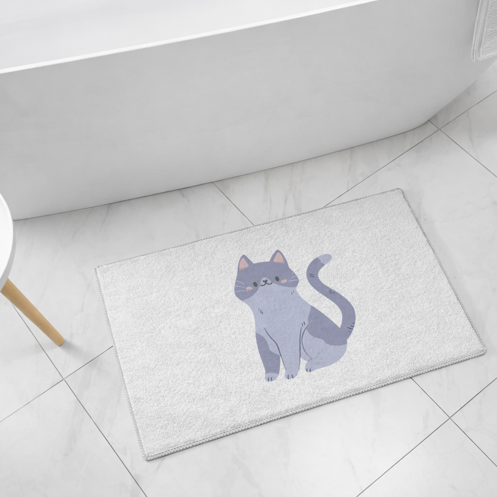 Gri kedi Bath Mat