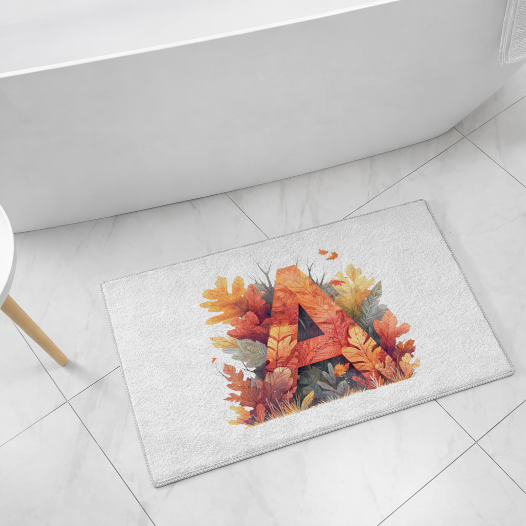 Autumn Leaf Letter A Monogram Bath Mat