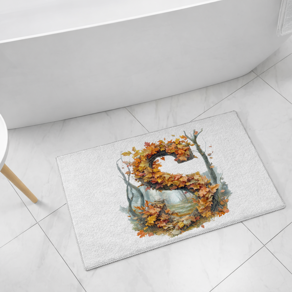 Autumn Maple Leaf Letter S Bath Mat
