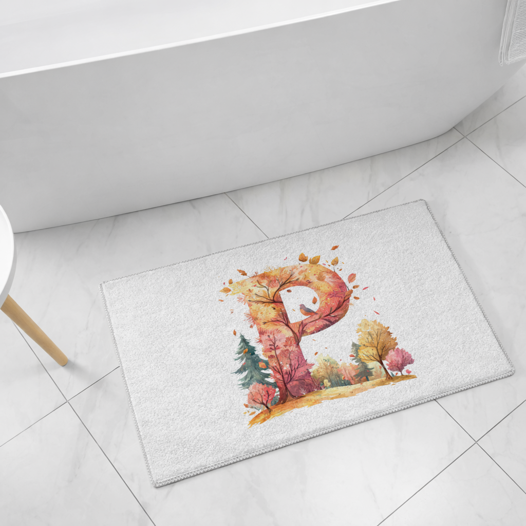 Autumn Forest Letter P with Bird Bath Mat