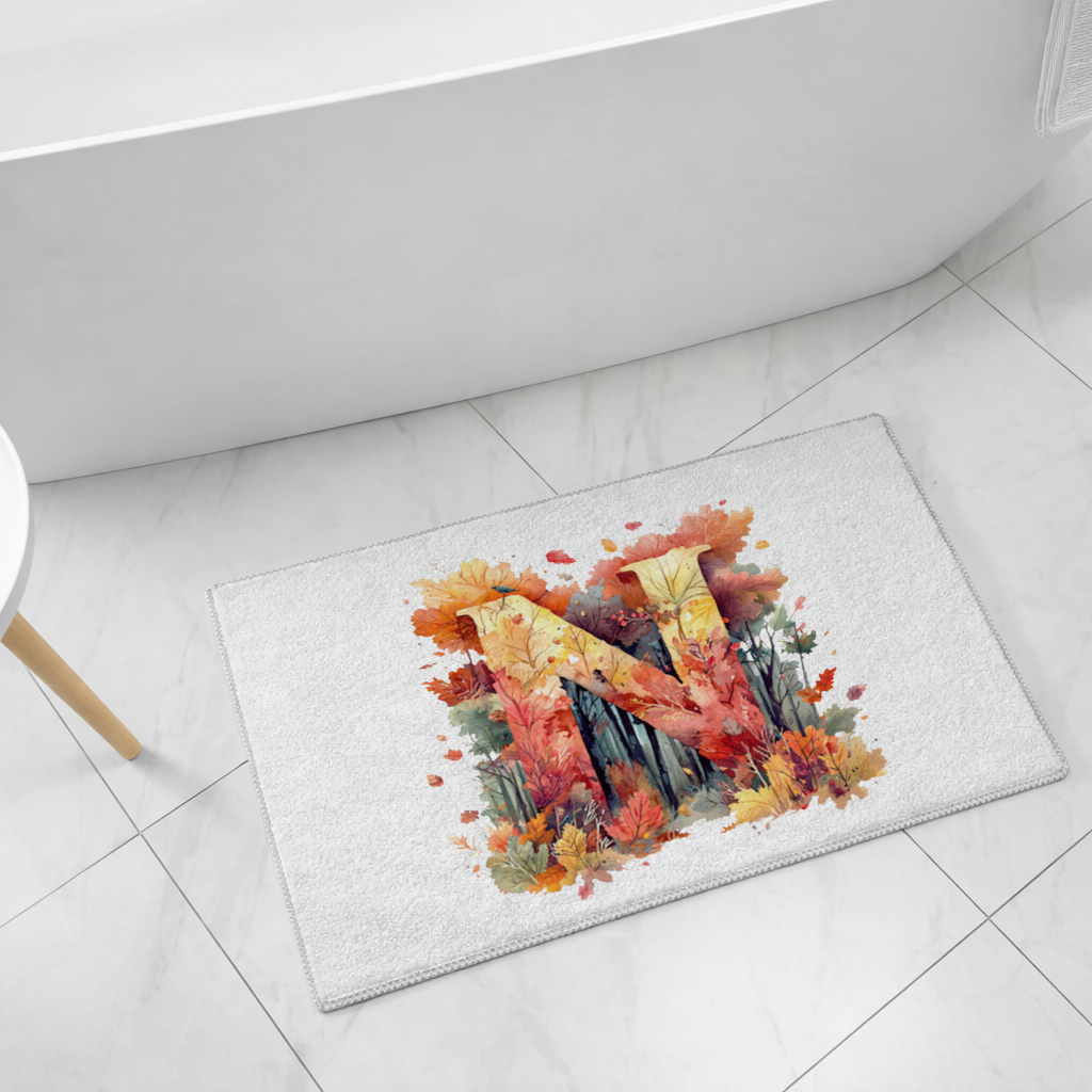 Autumn Leaf Monogram N Bath Mat