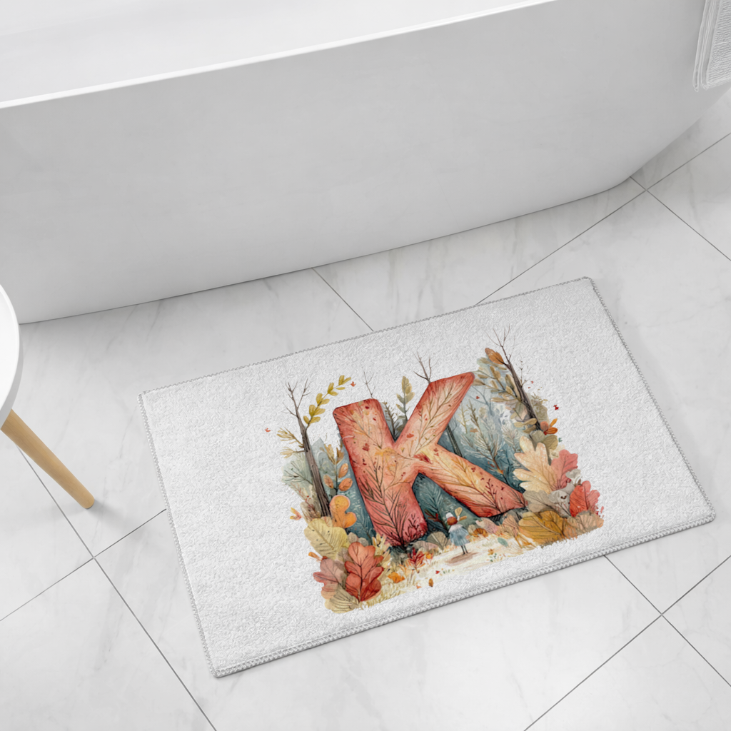 Autumn Forest Letter K Bath Mat