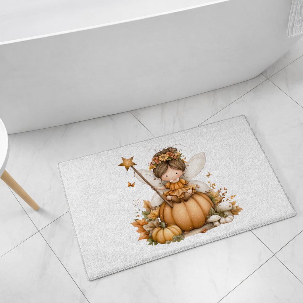 Whimsical Autumn Pumpkin Fairy Bath Mat