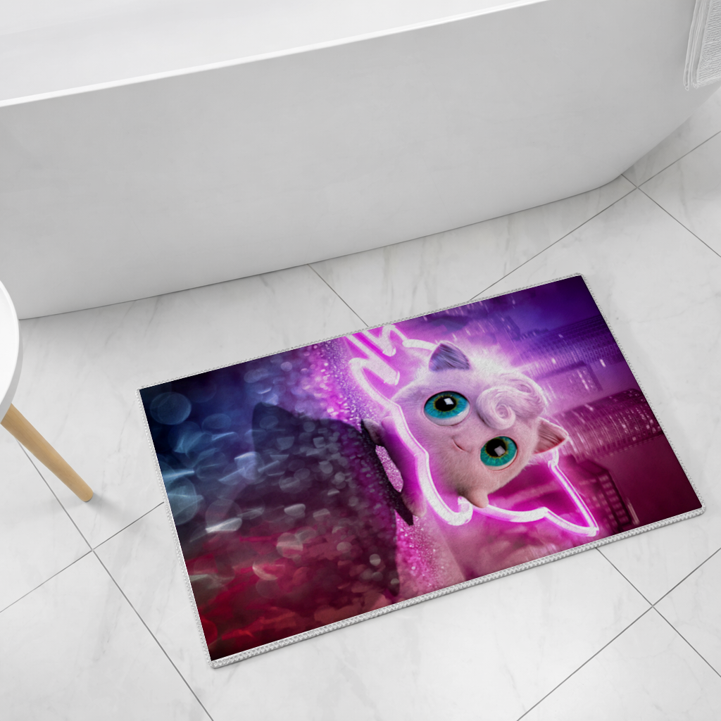 Cyberpunk Pink Fluffy Creature Bath Mat