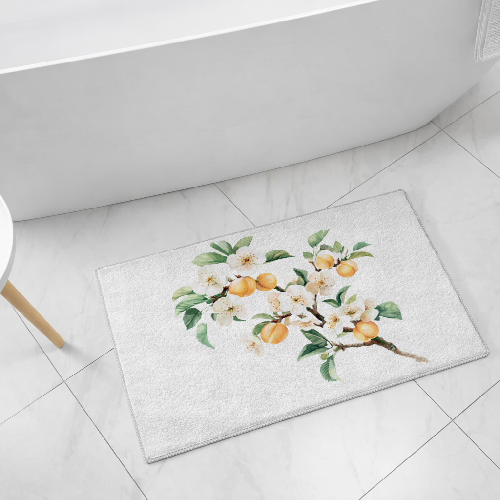 Kayısı Çiçeği ve Meyve Dalı Banyo Halısı