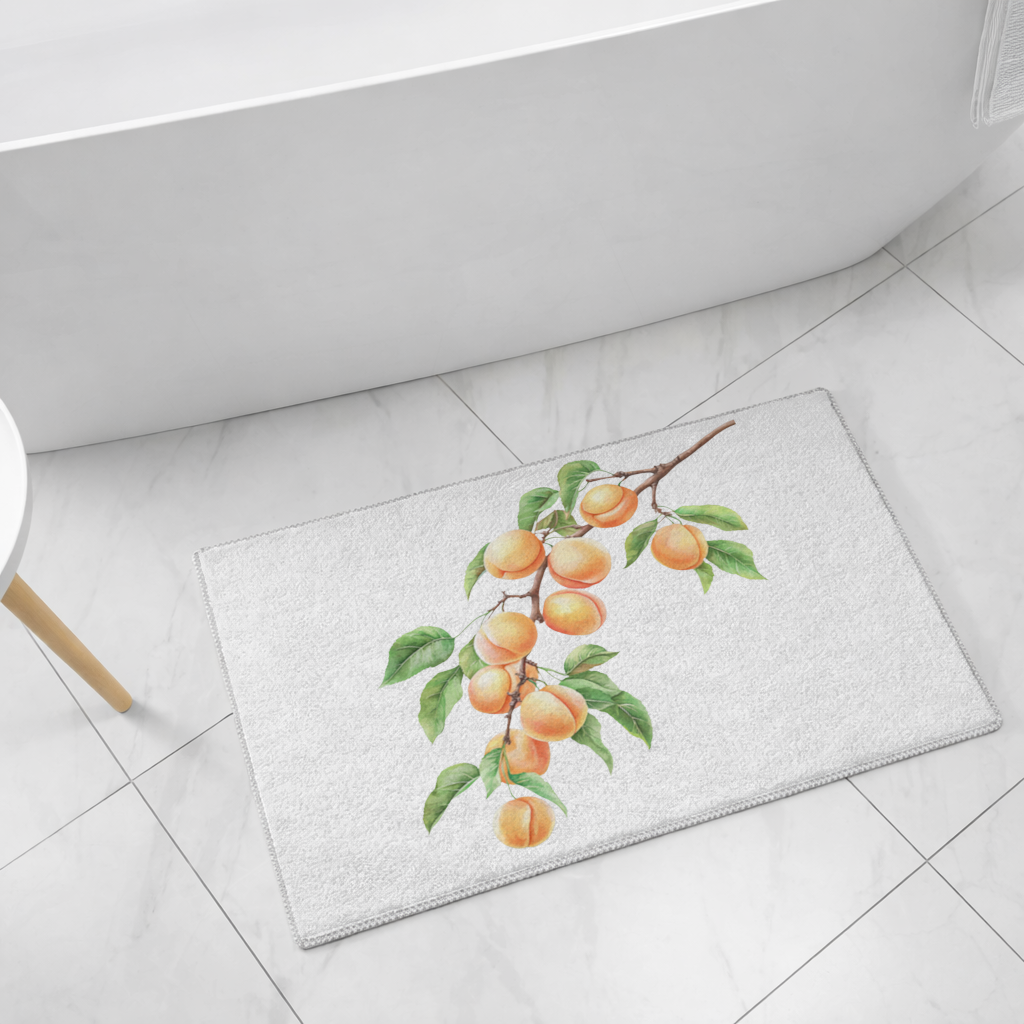 Olgun Turuncu Kayısı Dalı Banyo Halısı