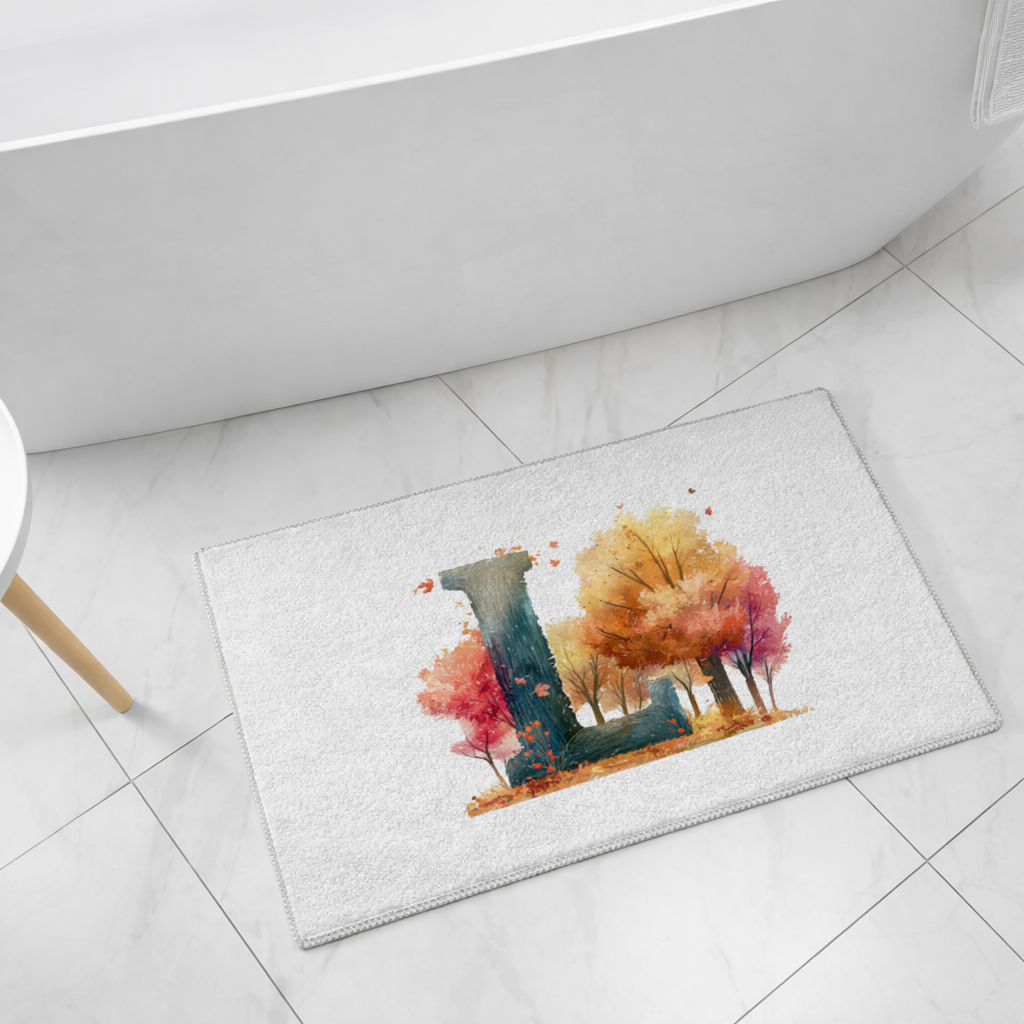 Sonbahar Ormanı L Harfi Banyo Halısı