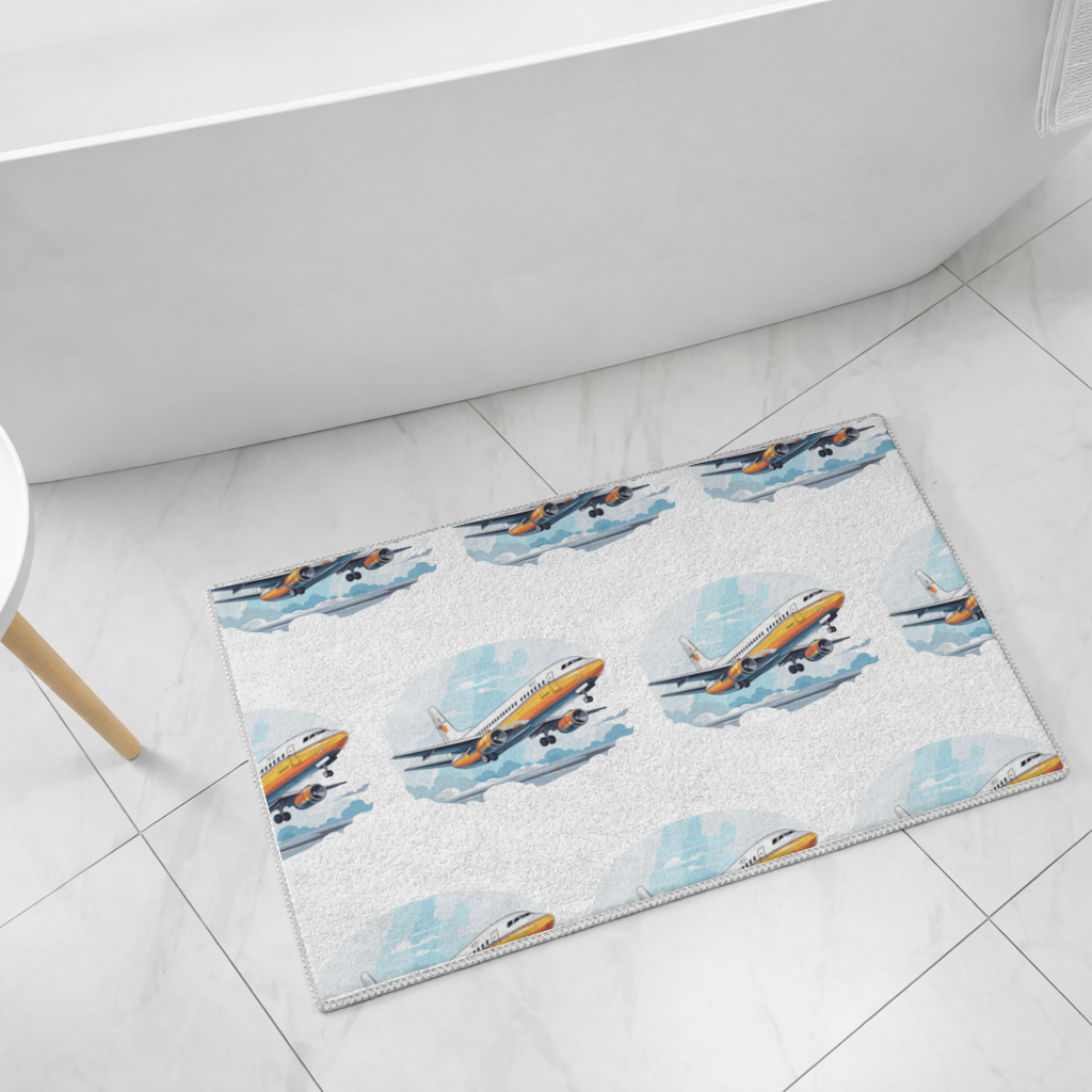 Retro Orange Commercial Airplane Bath Mat