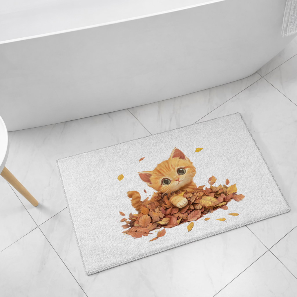 Ginger Kitten in Autumn Leaves 