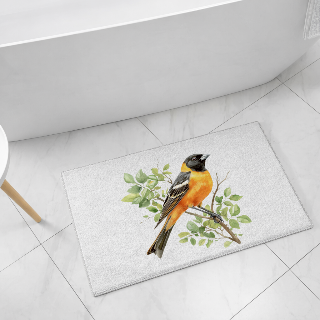 Baltimore Oriole on Branch Bath Mat