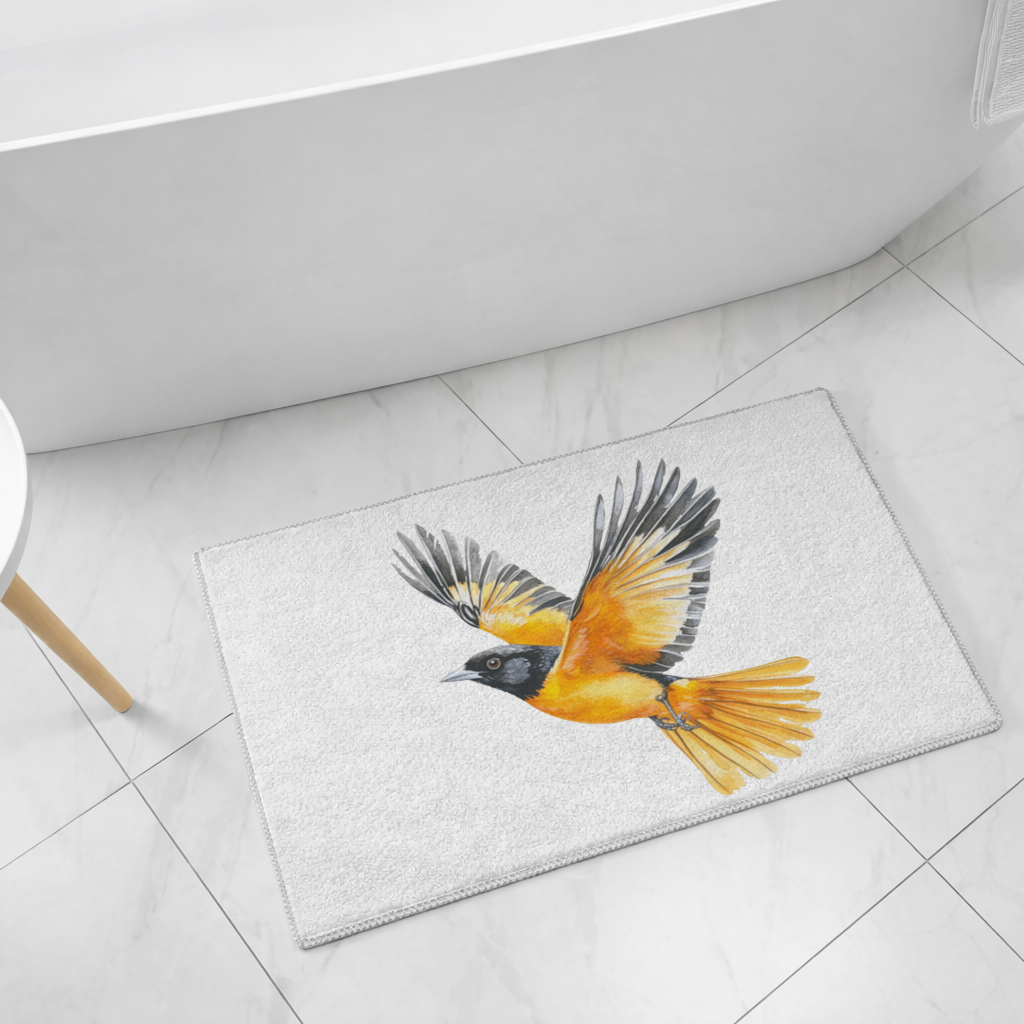 Watercolor Baltimore Oriole Bath Mat