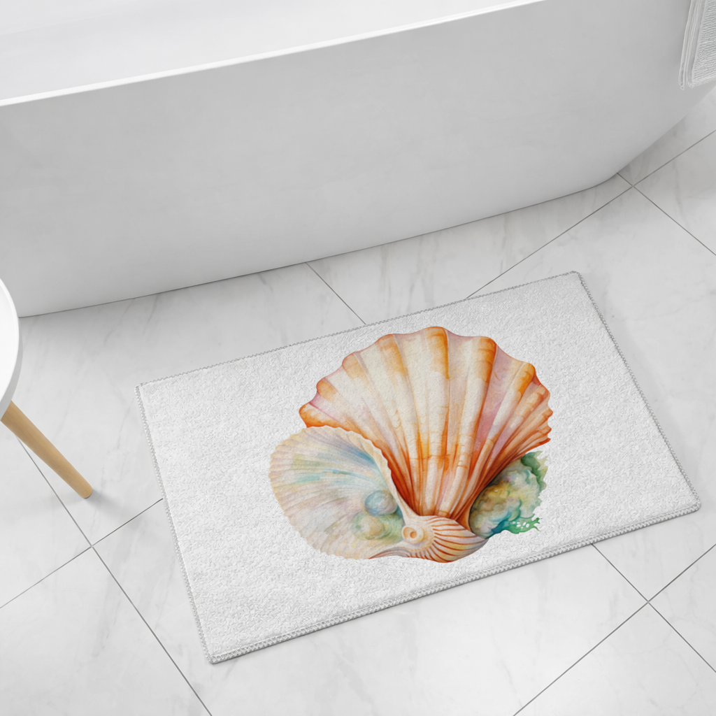 Iridescent Pearls in Orange Scallop Seashell 