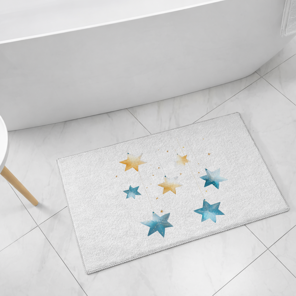 Watercolor Hanging Stars Bath Mat