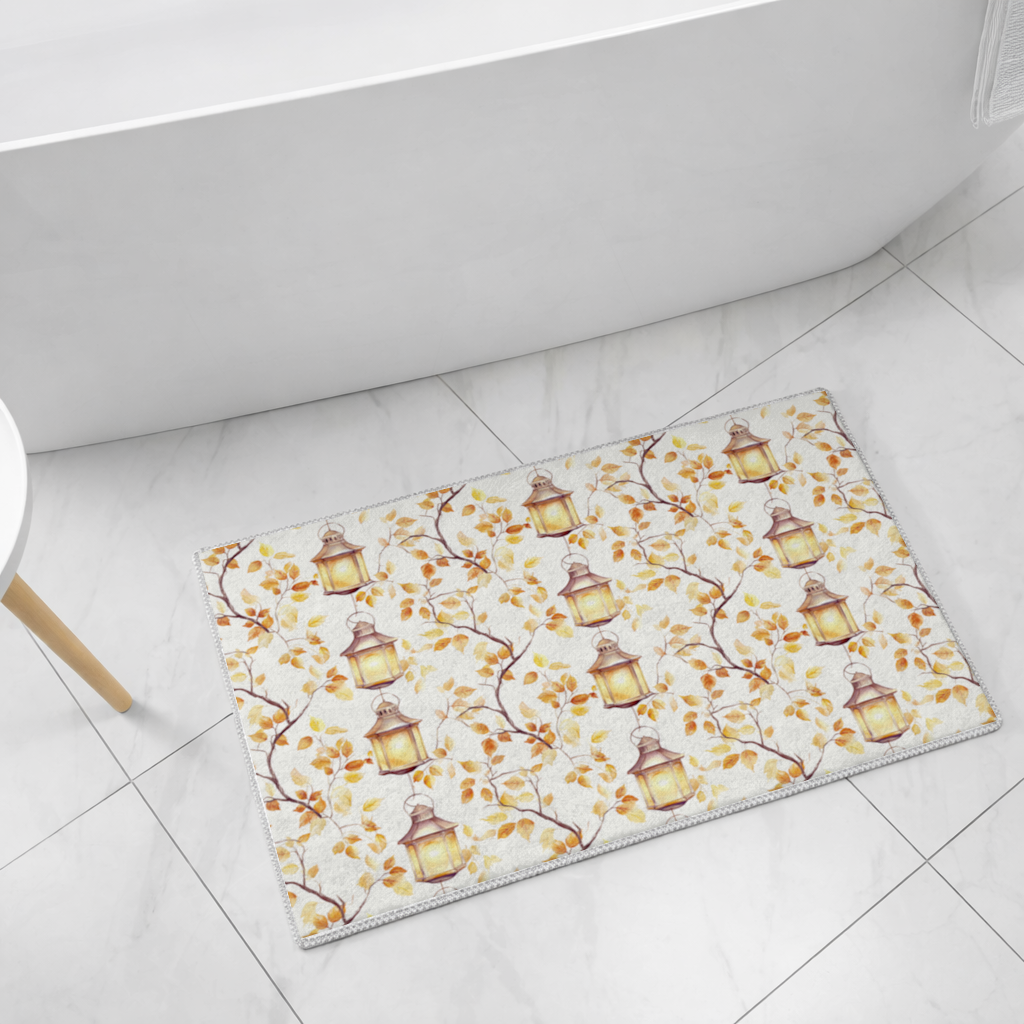 Nostaljik Suluboya Güz Dalları Banyo Halısı