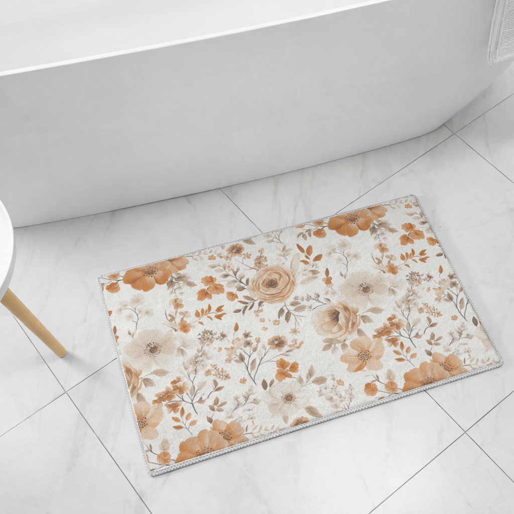 Terracotta Vintage Rose Bath Mat