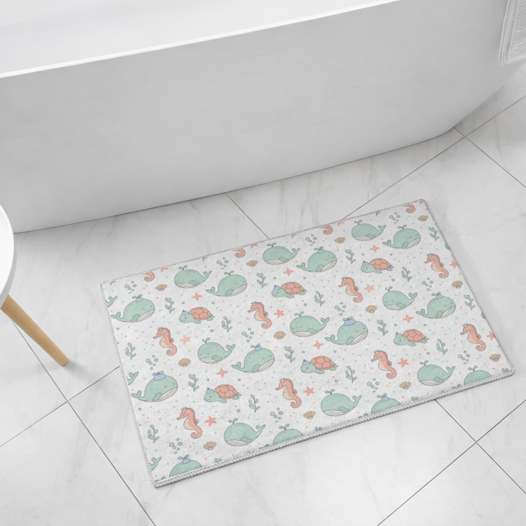 Cute Sea Animals Pattern Bath Mat