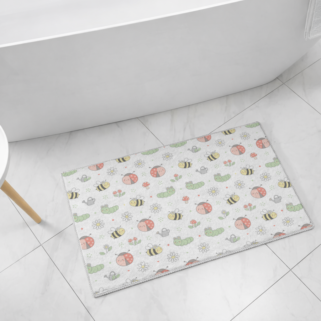Cute Garden Bugs Pattern Bath Mat