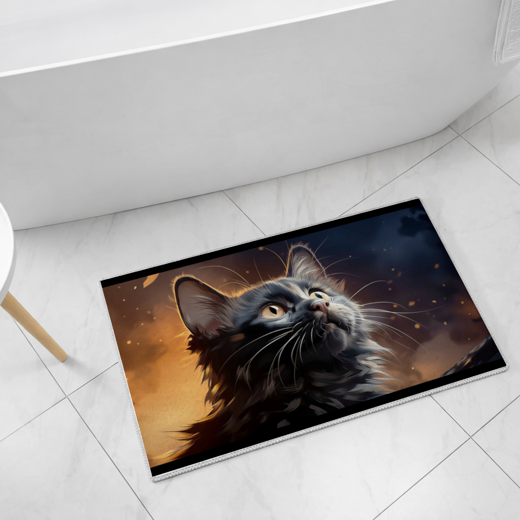 Black Cat Digital Art Bath Mat