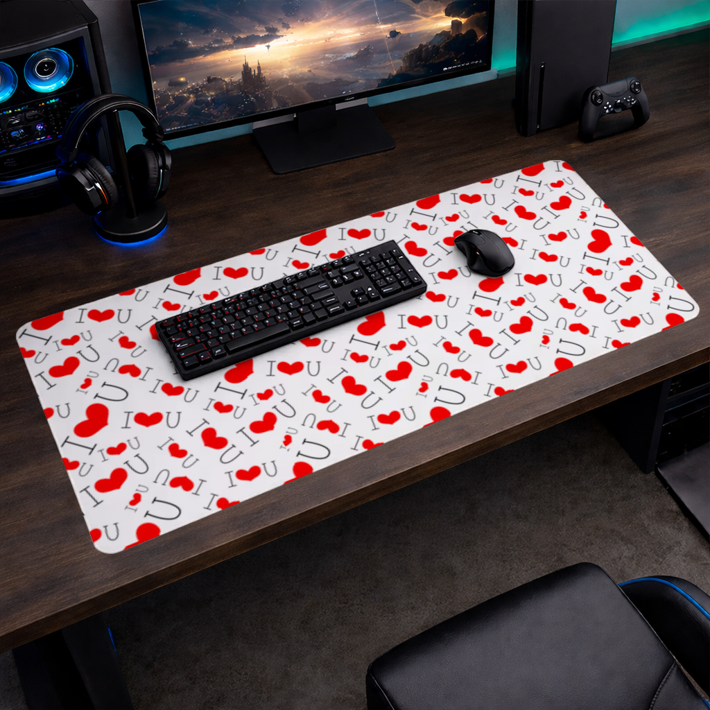 Valentines Day I Love You Heart Pattern Romantic Design Mouse Pad