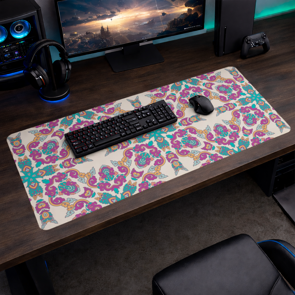 Colorful Oriental Symmetrical Mandala Pattern Mouse Pad