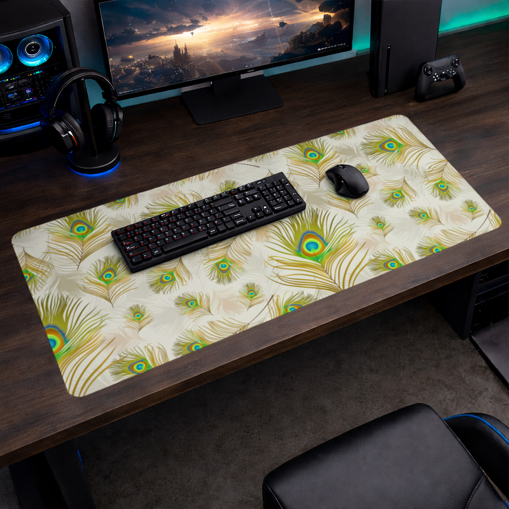 Zarif Tavus Kuşu Tüyleri ve Egzotik Doğa Deseni Mouse Pad