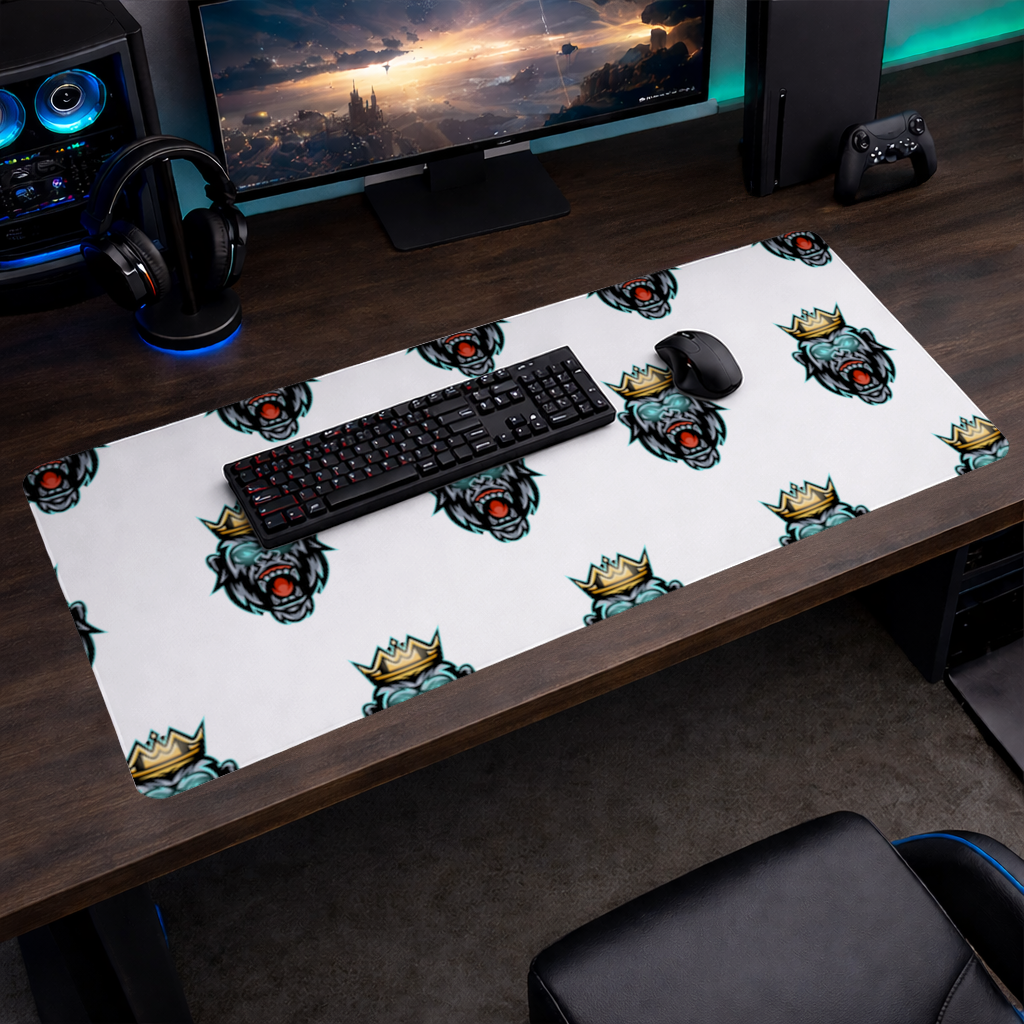 Angry Gorilla King with Crown Graphic - Neon Mascot Design Mouse Pad